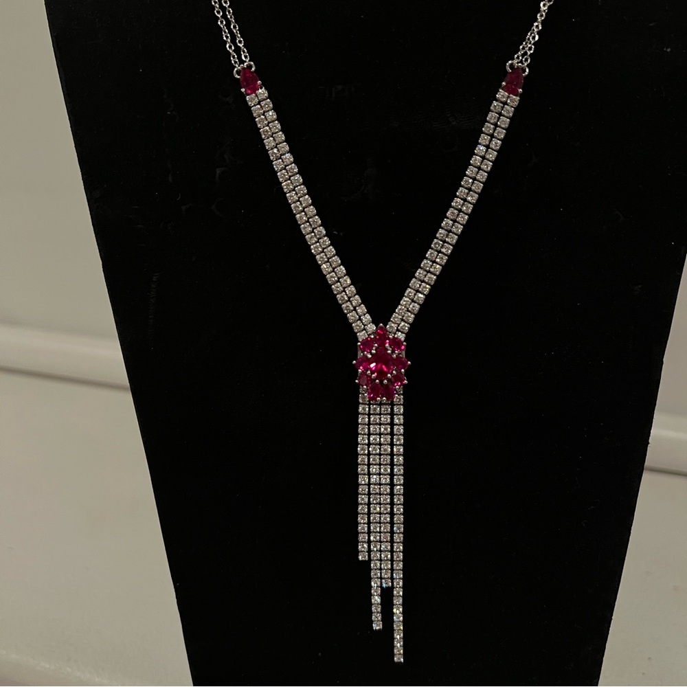 Elegant Silver And Ruby Necklace - image 2